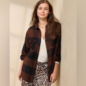 Aerie Anytime Fave Flannel Shirt Canyon Sun
